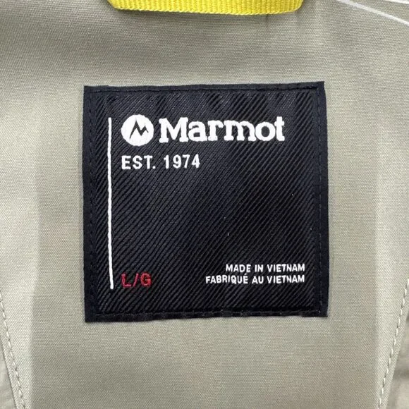Men’s Sz L Marmot Hooded Elevation Ski Jacket. Yellow & Gray. Insulated.